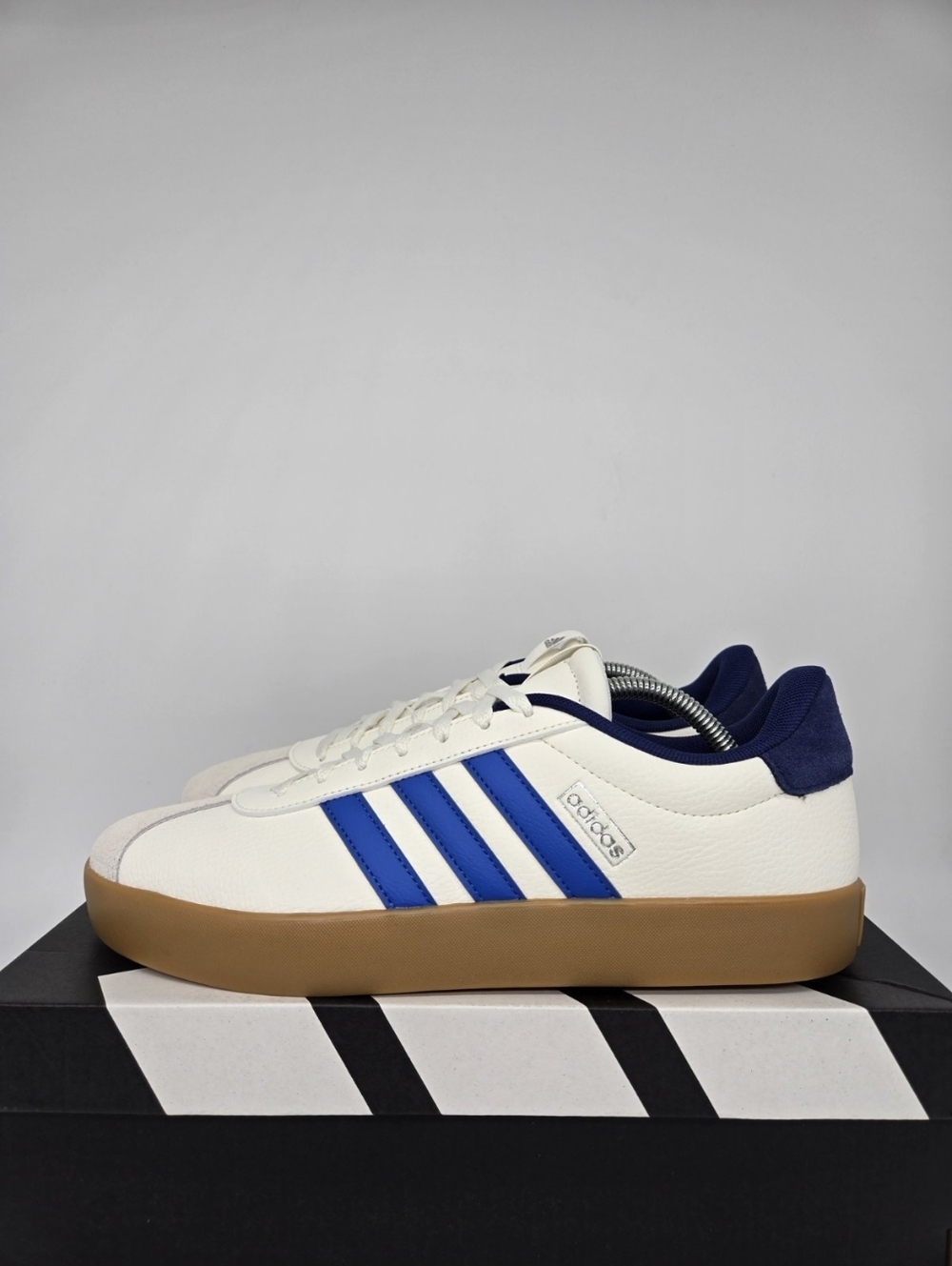 Adidas Men's VL Court 3.0 JR8634 Core White Bright Royal Dark Blue Shoes Size 11 - Picture 1 of 8